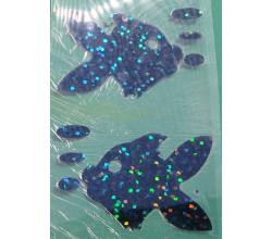 2 Buegelpailletten Fische hologramm schwarz